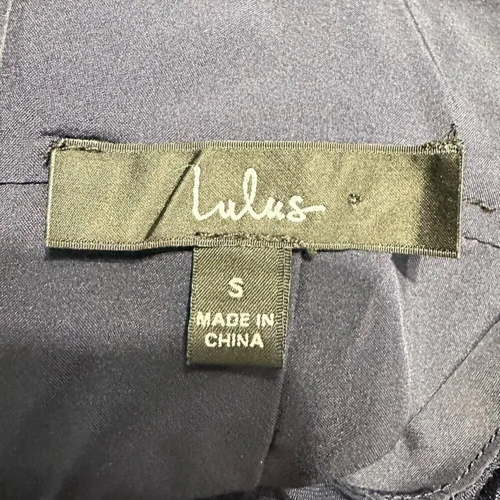 Lulus Red Carpet Ready Halter Column Gown Navy Blue Women's Small NWOT - Image 7