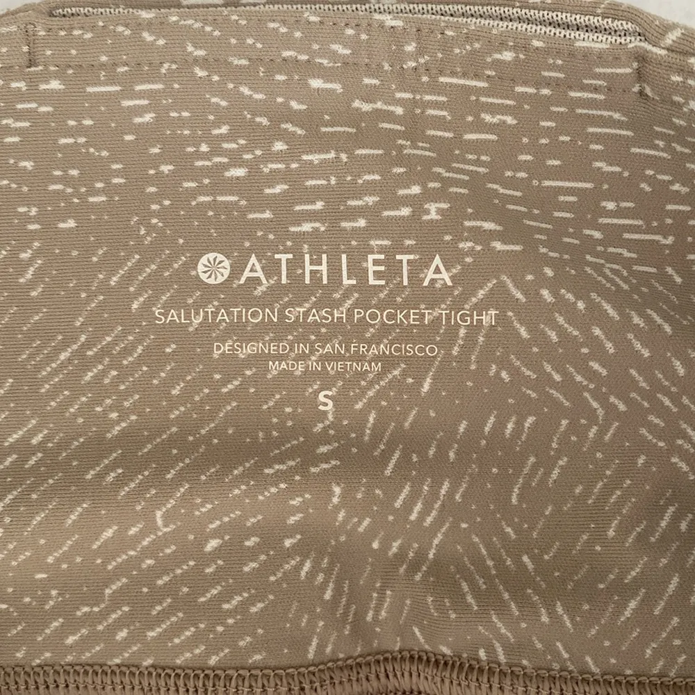 ATHLETA Tan Rainwater White Fleck Salutation Stash Pocket Leggings - Image 7