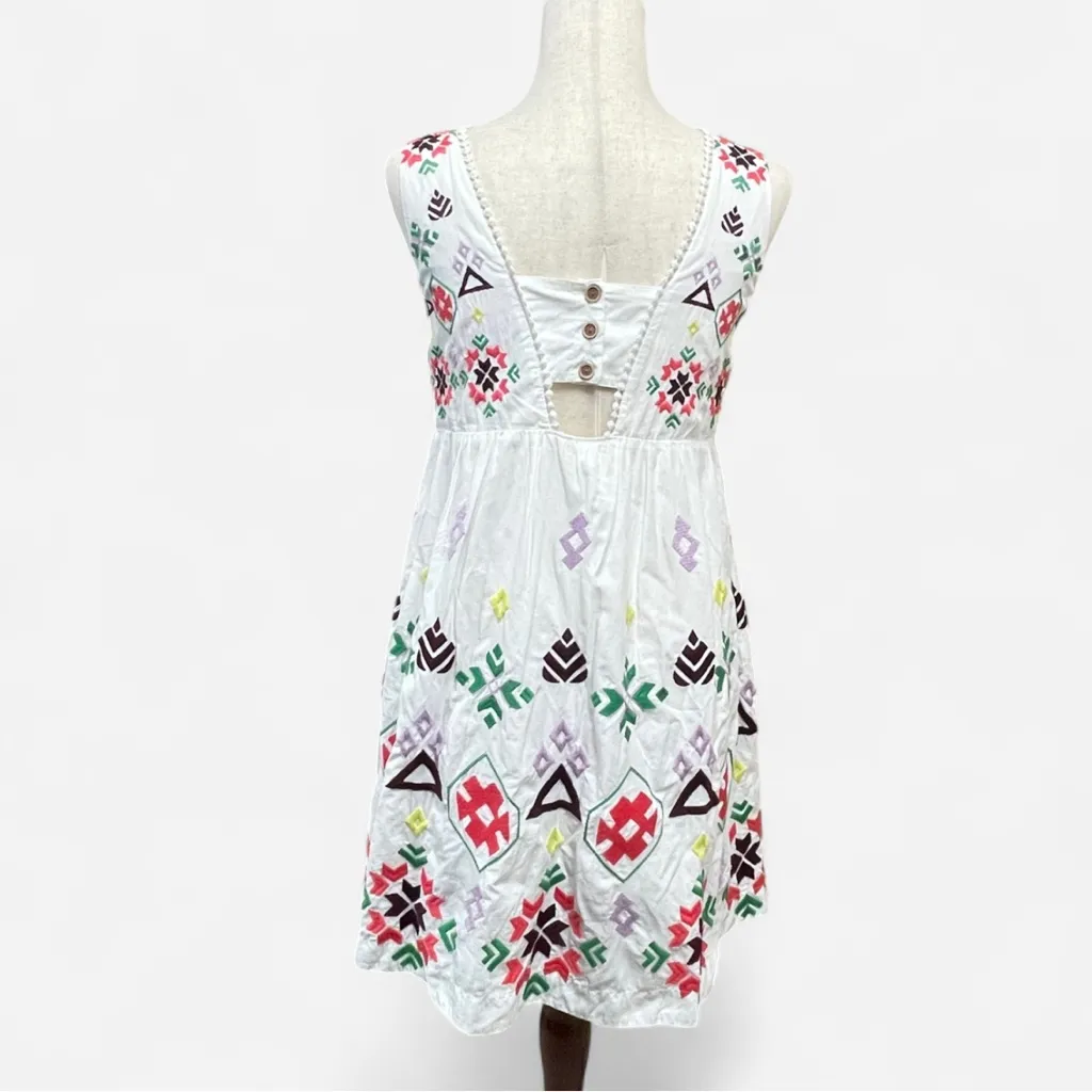 Anthropologie Dolly White Embroidered Bohemian Cotton Dress Petite XS - Image 2