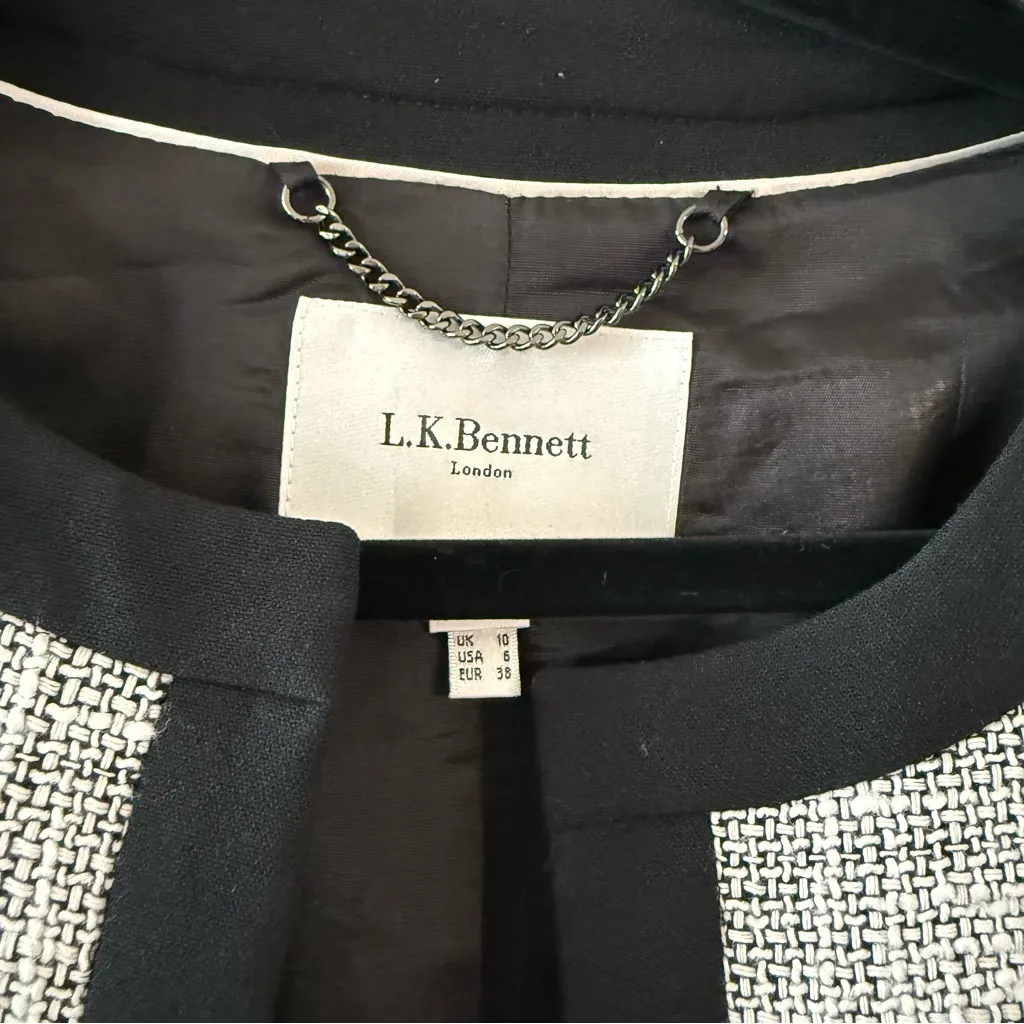 LK Bennett Allina Black And White Blazer Size 6 - Image 2