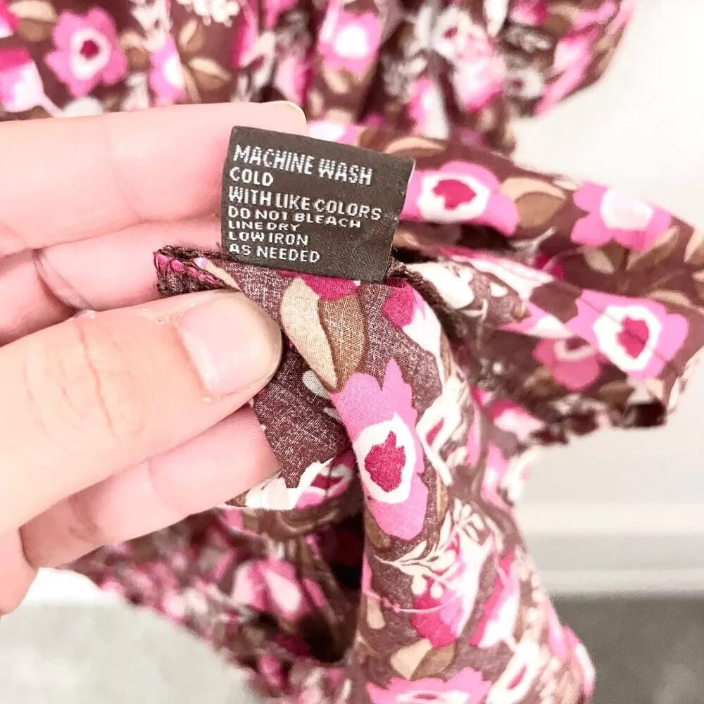 J. McLaughlin Berlin Midi Dress Pink Brown Floral Size L - Image 6