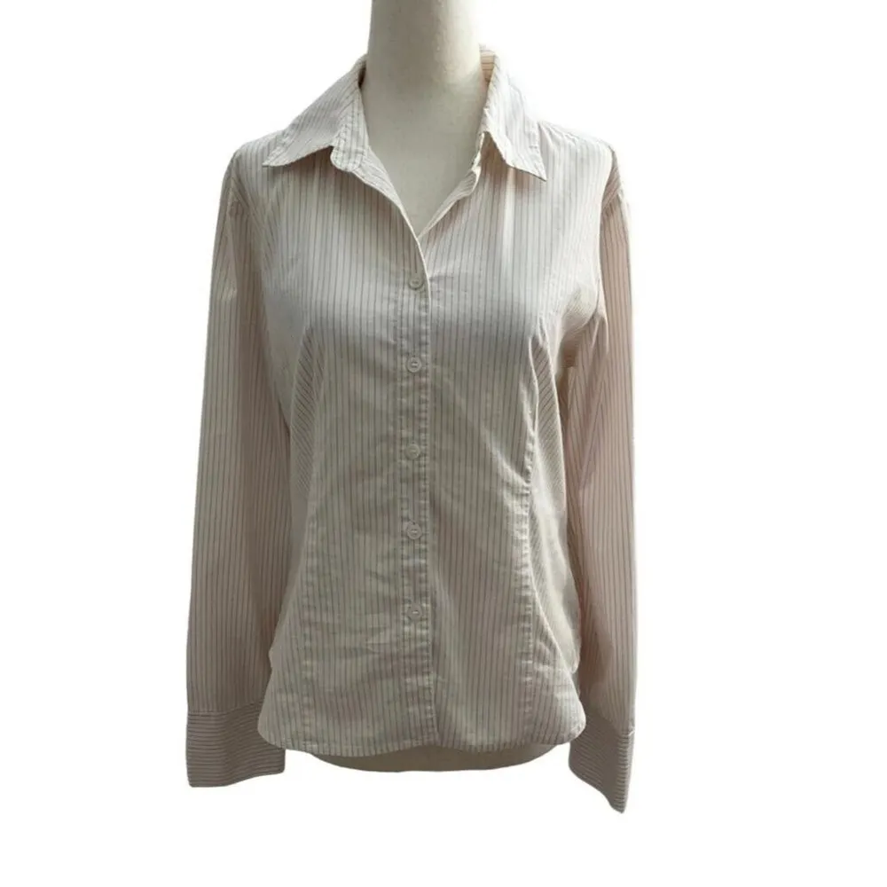 Alfani Women Size 6 Collared Button Up Shirt Pink/Purple Business Office 17-628 - Image 2