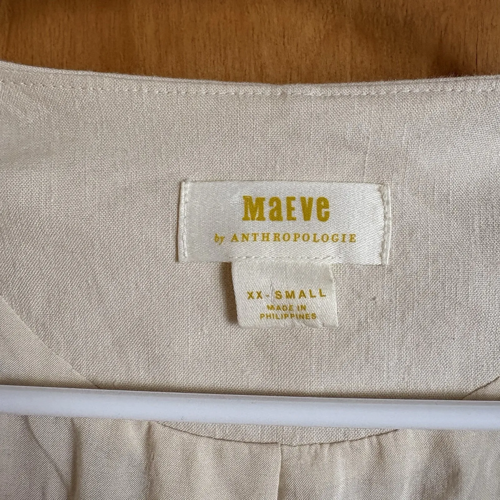 Anthropologie Maeve‎ Longline Linen Vest Beige XXS Belted - Image 7