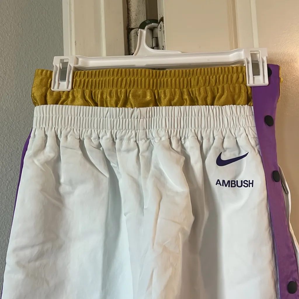 NWT NIKE X AMBUSH Womens track pants LA Lakers warmup tear away $200.00 tags XS Gold - Image 10