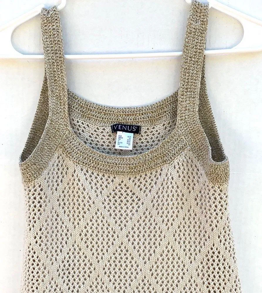 Womens size XS sleeveless knit dress with metallic trim - Image 4