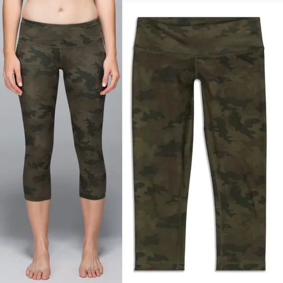 LuluLemon Wunder Under Low-Rise 7.5'' Cropped 21'' Camo Workout Leggings Sz 8 - Image 3