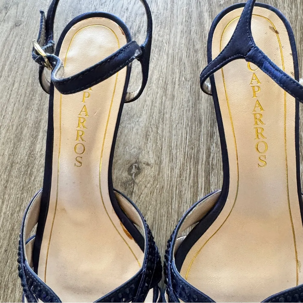 Caparros Blue Satin Rhinestone Kitten Heels Womens 7 Formal Dressy Party Bling - Image 7