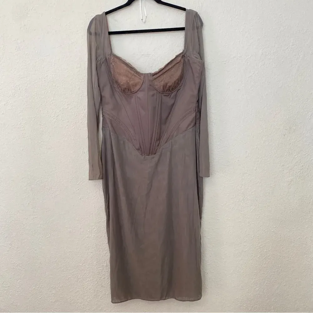 House of CB‎ 'Safran' Mocha Corset Midi Dress NWOT size XL - Image 5