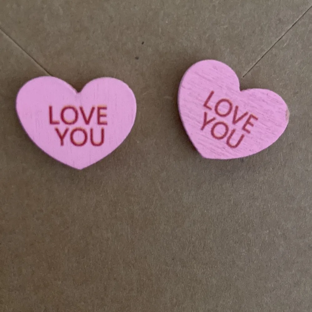 Valentine's Day Green Confetti Wood Conversation Heart Earrings 1 Set Hand Made - Image 8