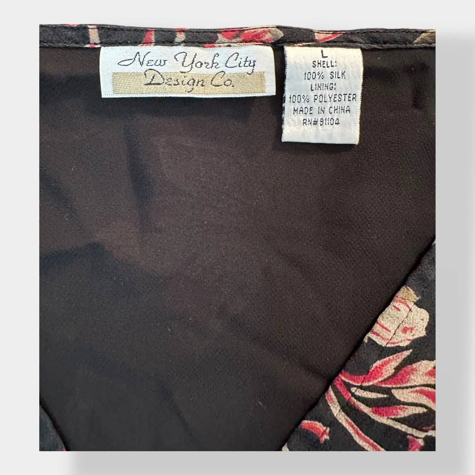 New York City Design Co Vintage Y2K Silk Flare‎ Sleeve Floral Top Size L Black Size L - Image 2