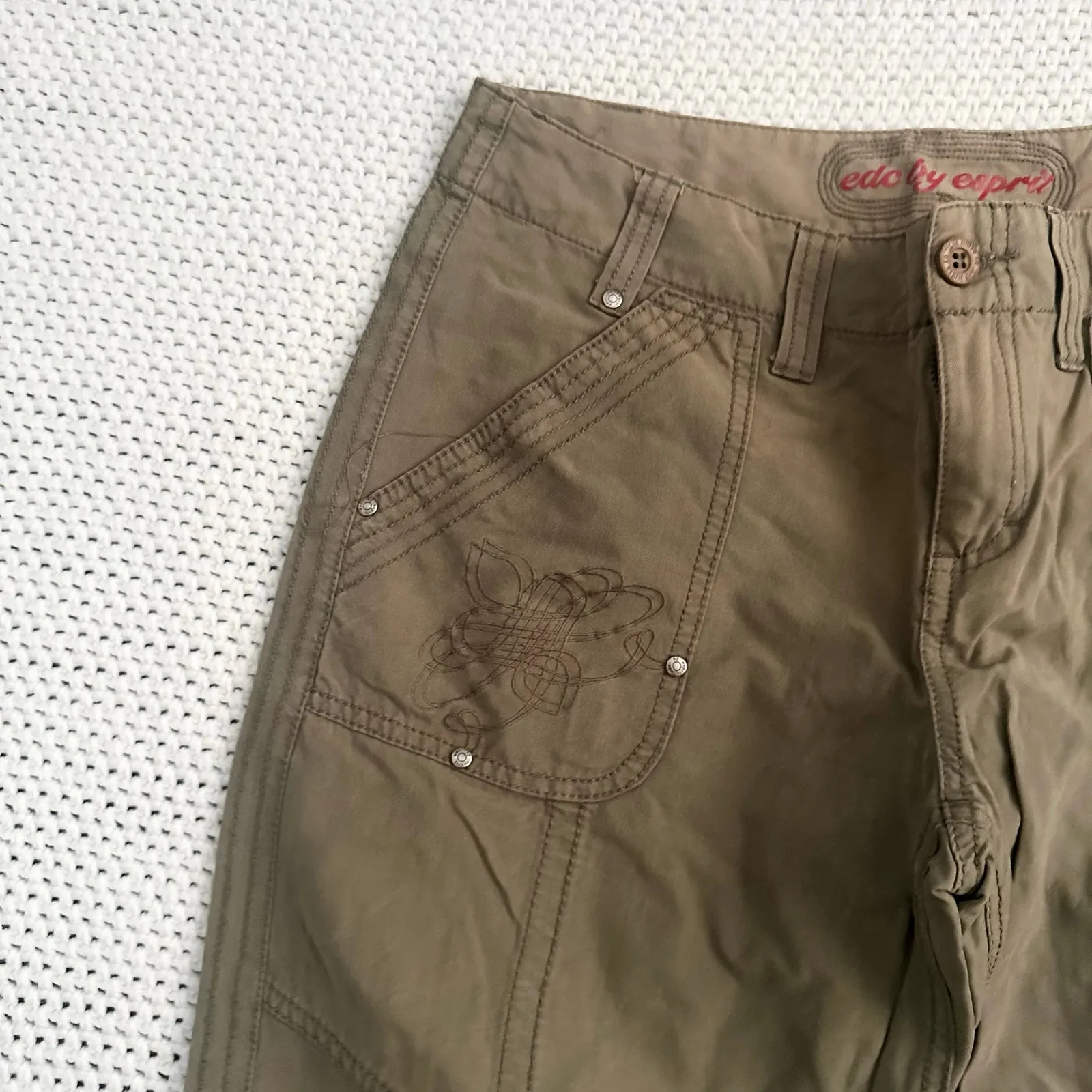 EDC by Esprit Khaki Tan Green Cargo Utility Y2K Vintage Skater Grunge Size 42 M - Image 7