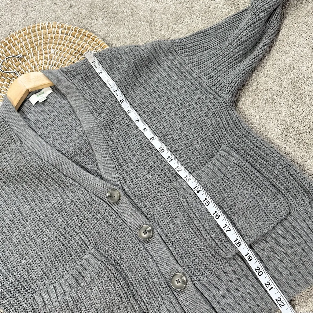 aerie Women’s Cable Knit Cardigan Sweater V-Neck Pockets Longsleeve in Gray S - Image 11