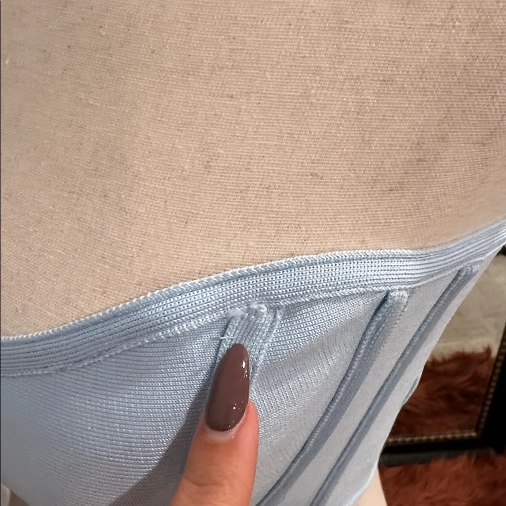 Tic Toc Light Blue Strapless Corset Top - Image 5