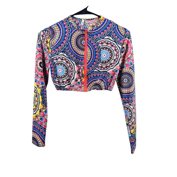 Good Times Women's Full Of Color Long Sleeve Crop Top Size M - Image 2