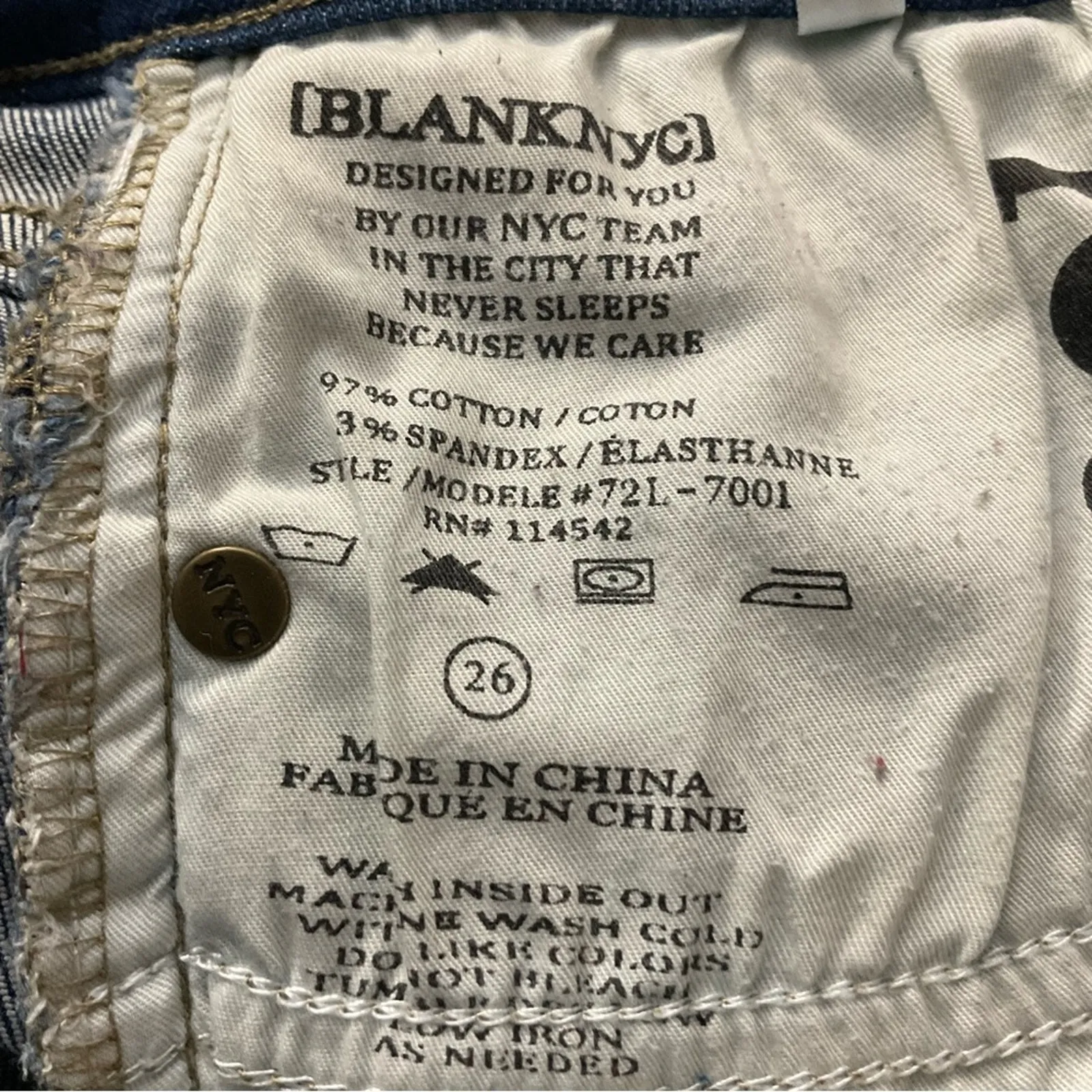 Blank NYC Distressed Zip Up Denim Jean 26 Casual Comfy Distressed Boho Festival - Image 9