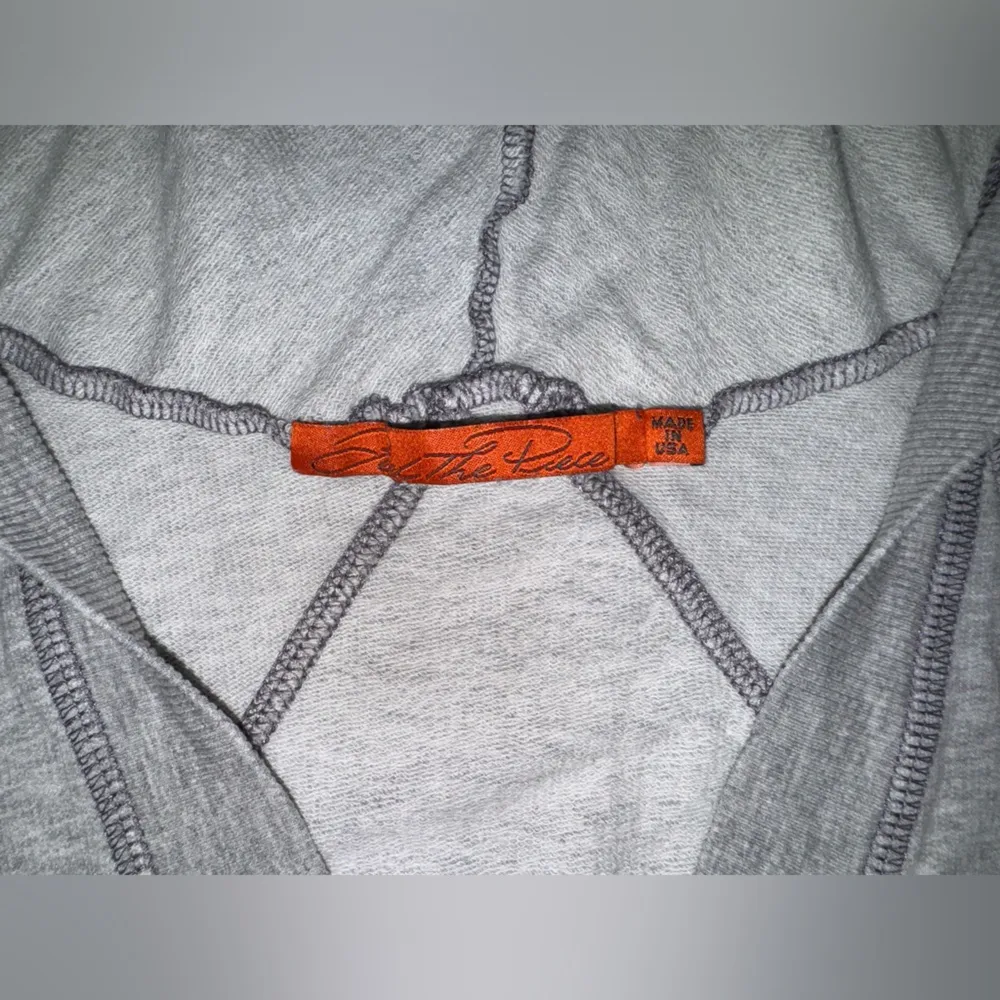 Feel the Piece Deep V Grey Lounge Hoodie Pull Over - Image 3