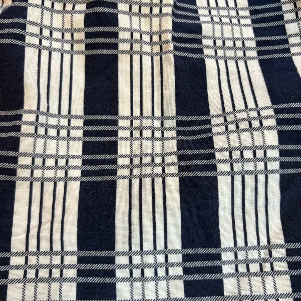 LL Bean Cotton Wrap Skirt Navy Blue White Plaid Womens Size 12 - Image 5