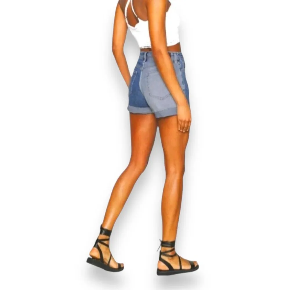 Hollister Ultra High-Rise Mom Block Denim Jean Shorts Size 7 - Image 10