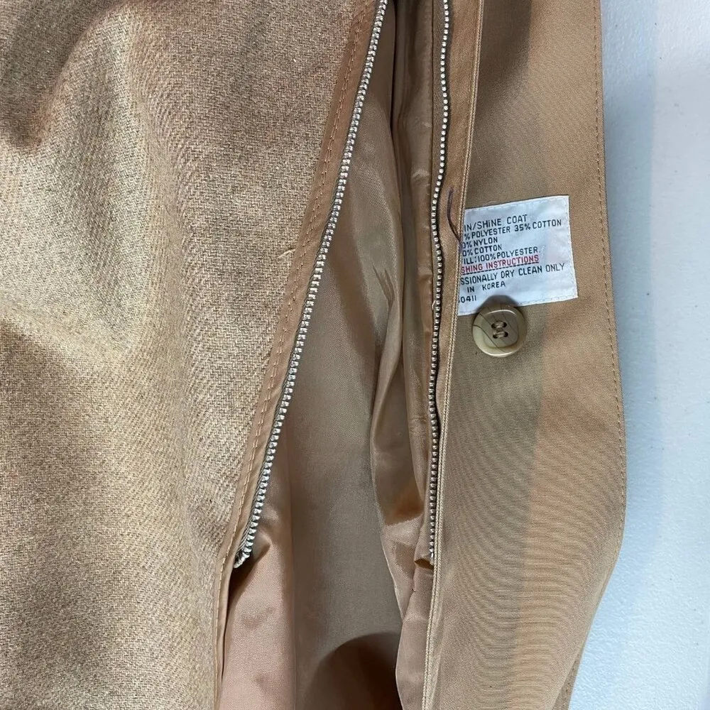 Fleet Street Rain Shine Coat Womens 8 Brown Velvet Collar Zip Out Wool Liner VTG - Image 6