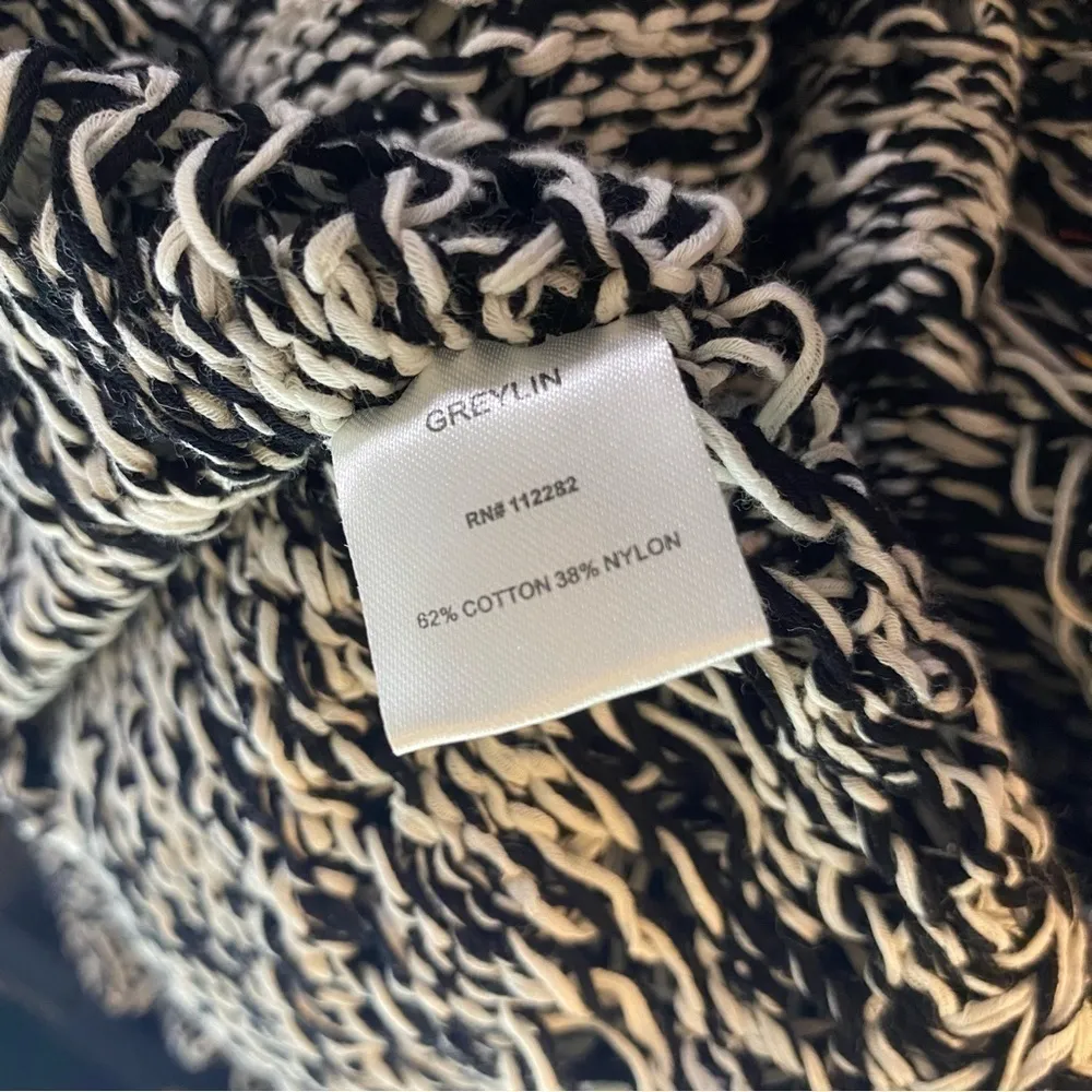 Greylin Open Knit Pullover Scoopneck Sweater Black White L - Image 4