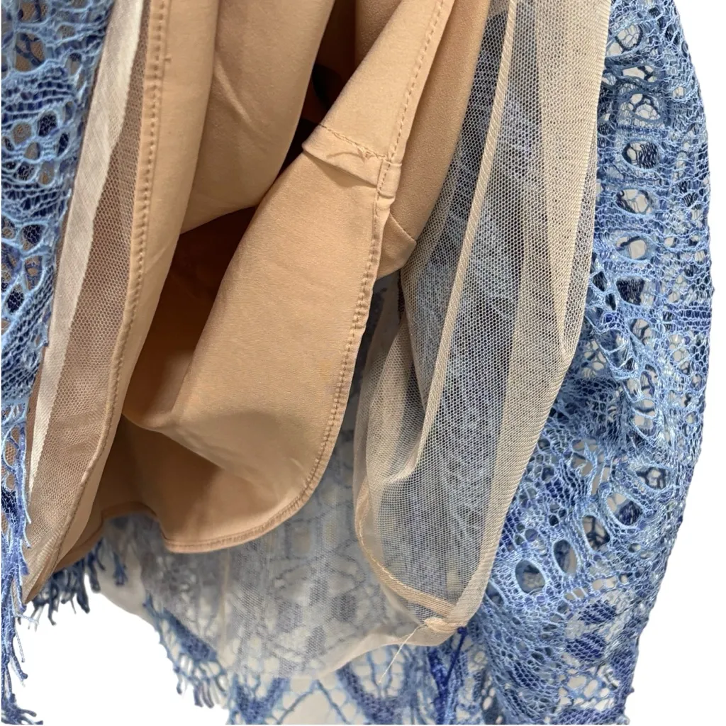 BCBGMaxAzria Blue & Tan Lace Fit & Flare Mini Dress NWT Women's Size 6 - Image 8