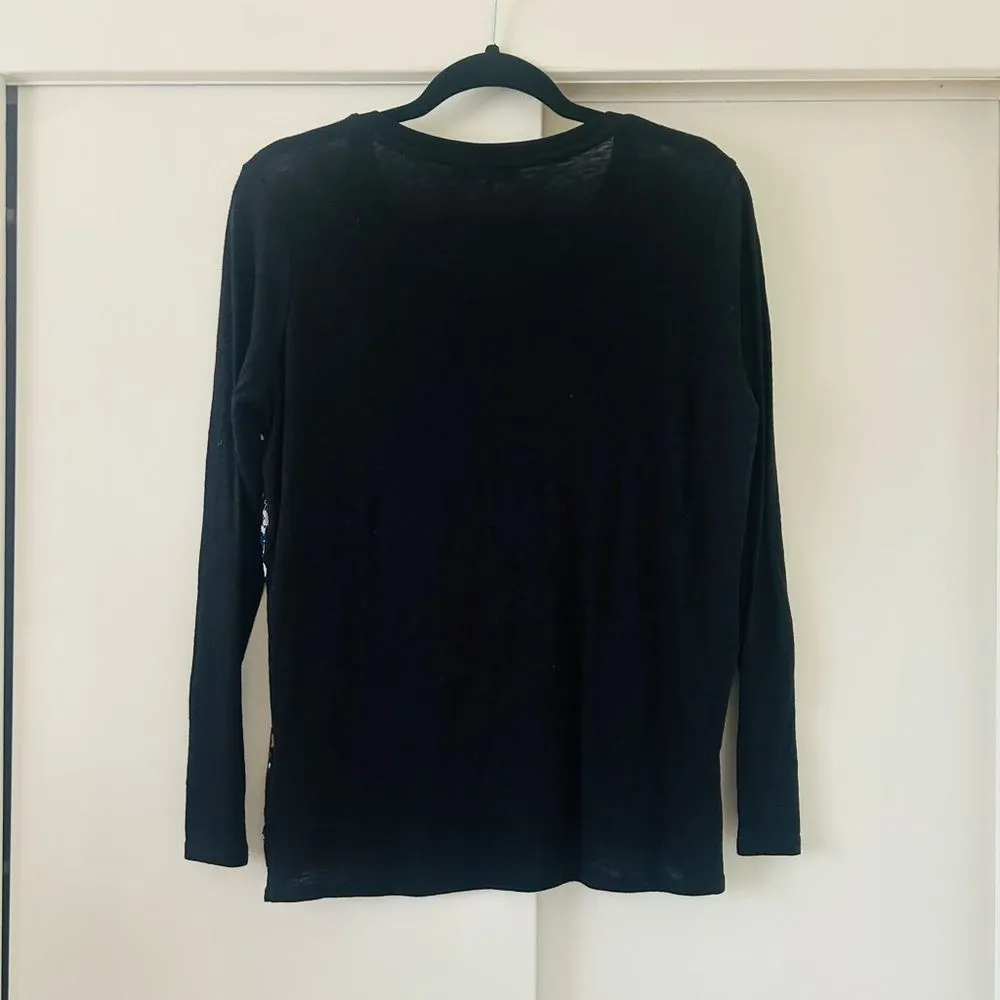 Gerard Darel Paris Shimmer Striped Floral Long Sleeve Top Women's Size 2 Luxury - Image 2