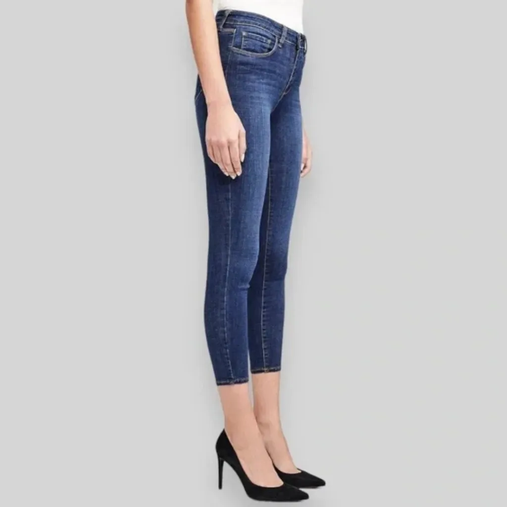 New L’Agence Margot Dark Wash High Rise Skinny Cropped Jeans Prime Blue Vintage - Image 4
