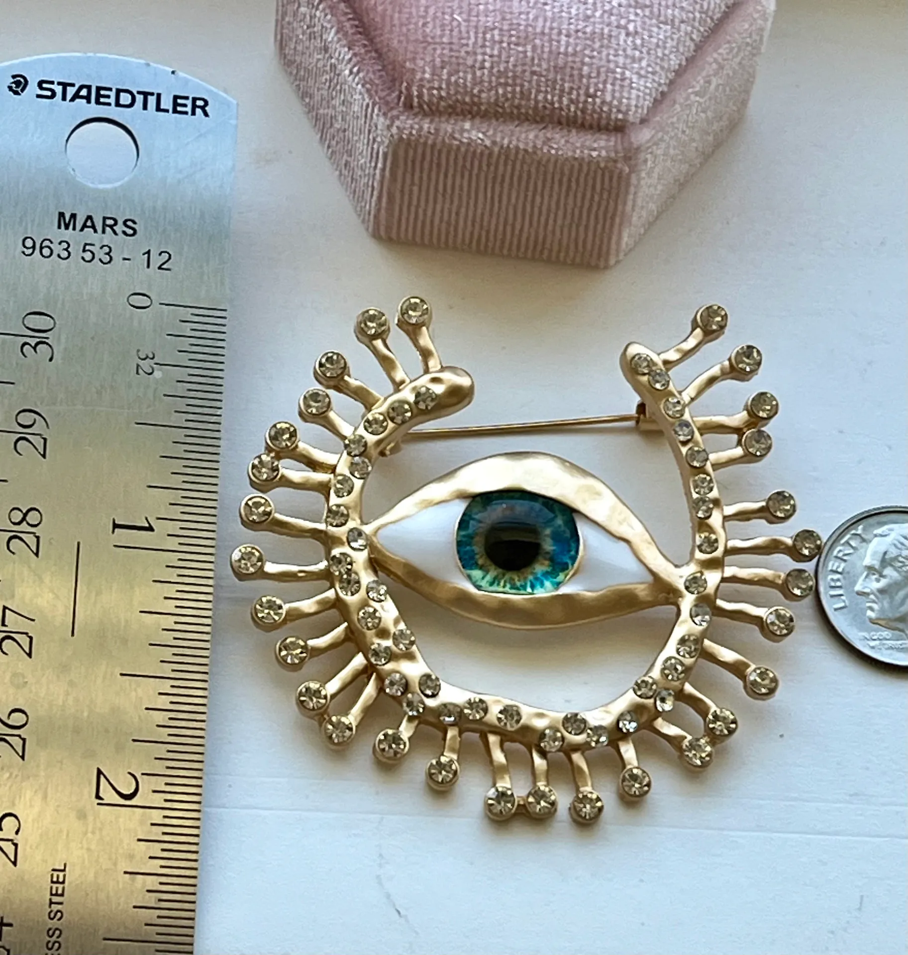 Restored Vintage Crystal Spirit Eye Lash Tarnish Resistant Brooch  - Image 7