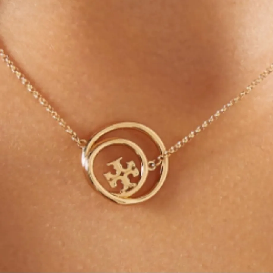 New Auth. Tory Burch Miller Rings Necklace in gold and pink with Tag - Image 10