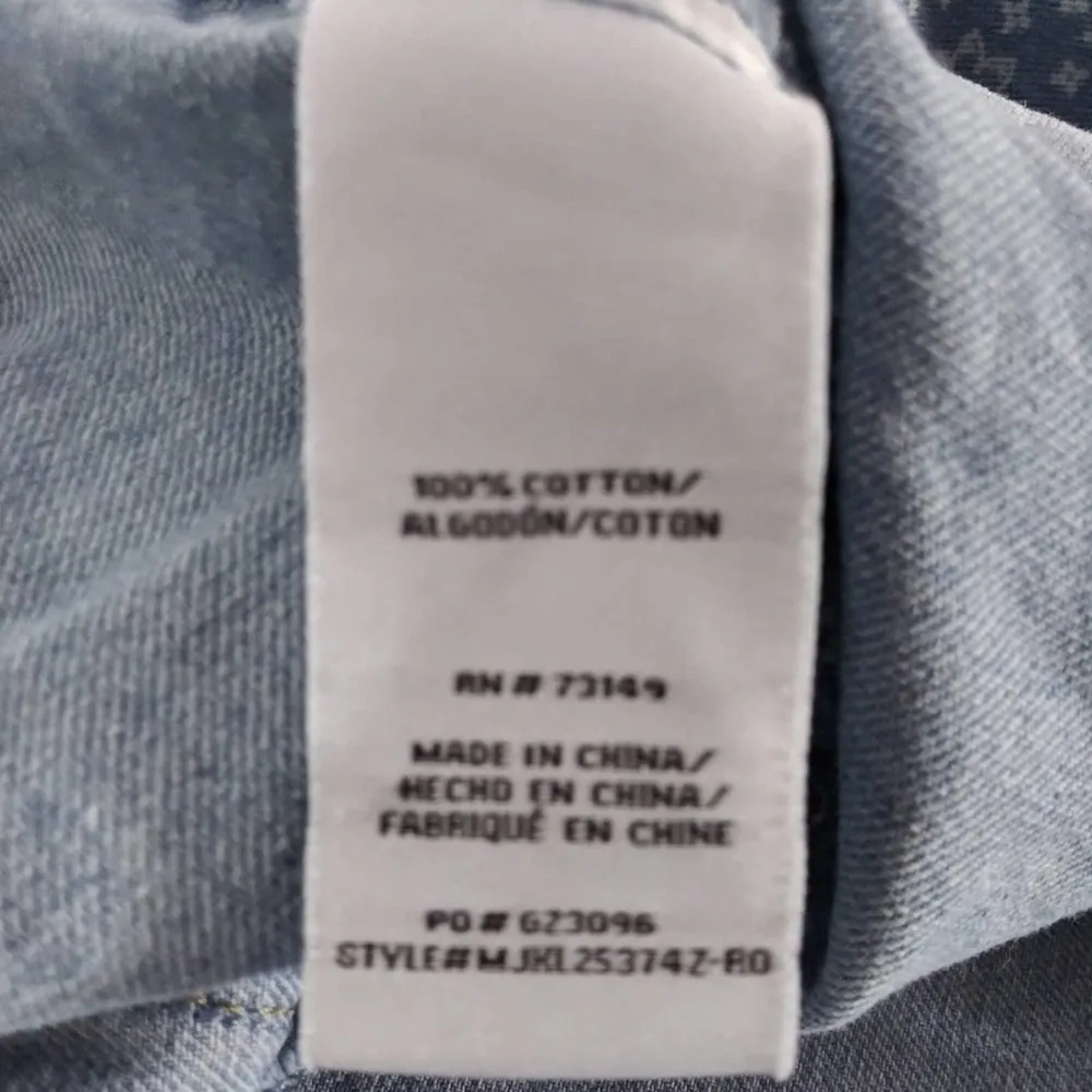 ONE5ONE Denim Paisley Heavily Distressed Ripped Jean Jacket Size 2X NWT - Image 9