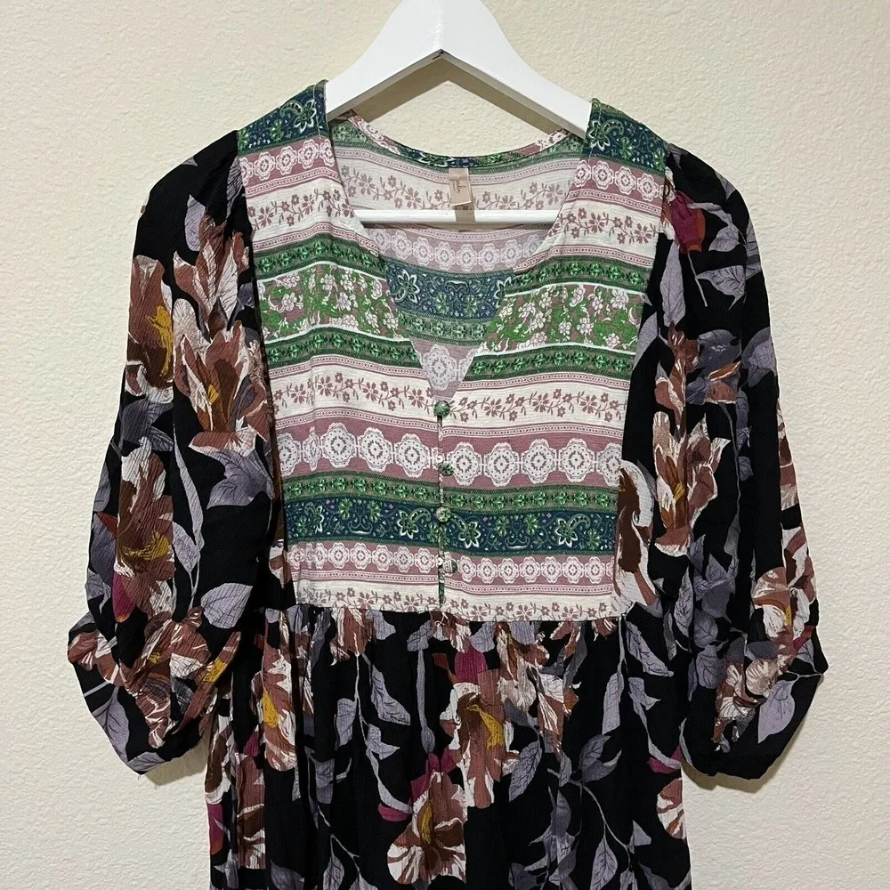 JARDIN by‎ Macris Floral Dress Womens Size S Peasant Babydoll Multicolor Boho - Image 4