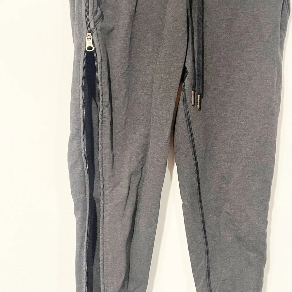 Lululemon Size 4 Dark Grey Full Zip Up Leg Athletic Sweatpants Jogger Drawstring - Image 6