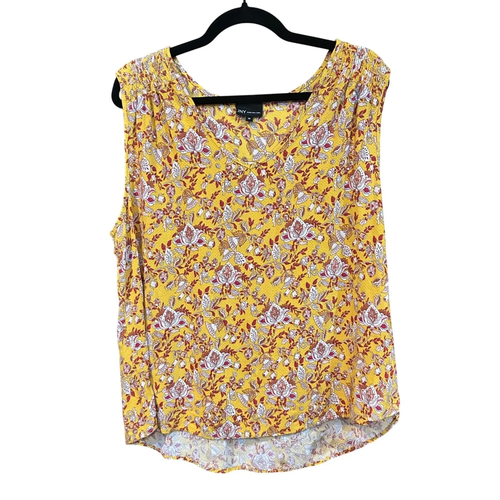 Jones New York Floral‎ Tank Top Smocked Sleeveless Casual Blouse  XL - Image 2