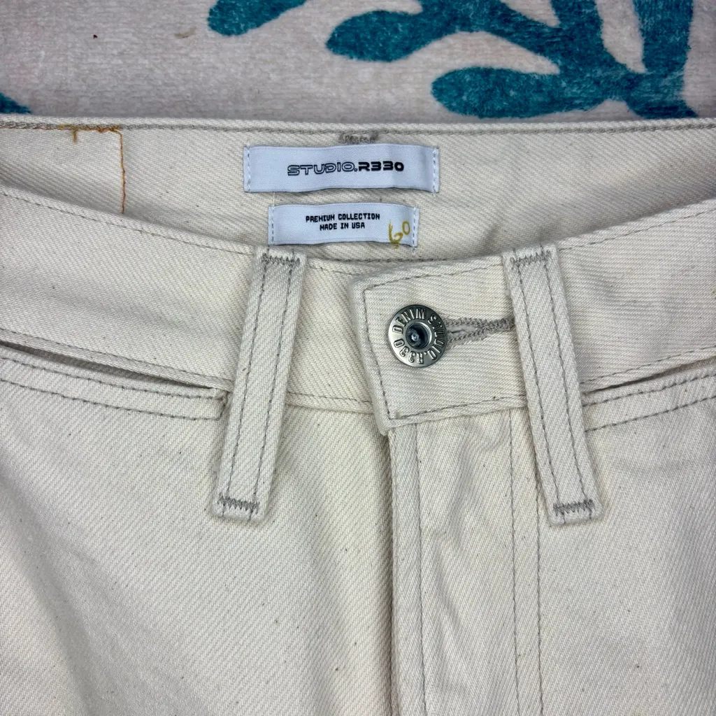 Studio R330 Rigid Wide Leg Ecru Jeans Size 24 - Image 5