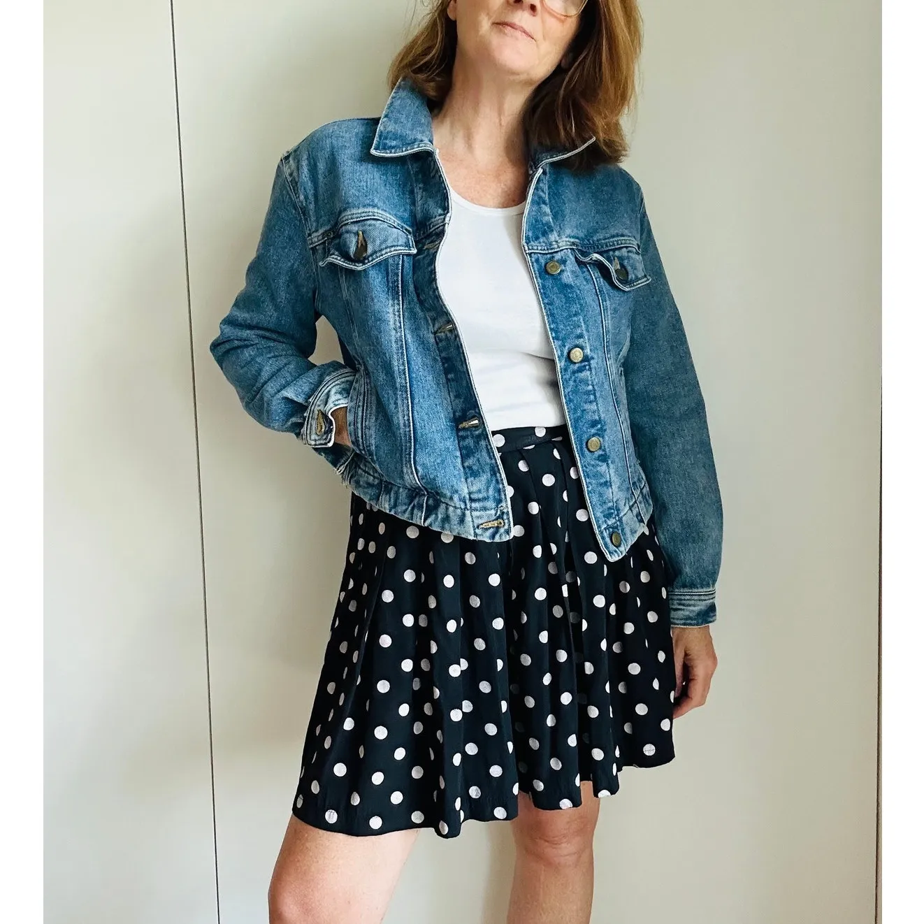 Women's Denim jacket Size Modern Medium Nautral Fiber cotton Timeless USA - Image 10