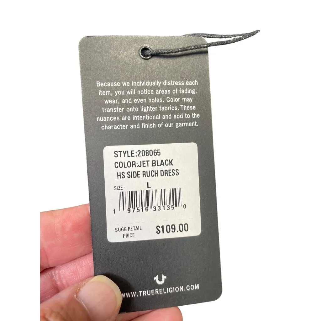 True Religion Womens Black HS Side Ruch Dress Size L SKU 9080 - Image 4