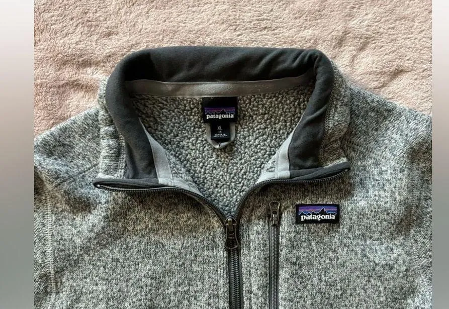 PATAGONIA Girls Better Sweater 1/4 Zip Fleece‎ Pullover Heather Gray Size XL 14 - Image 3