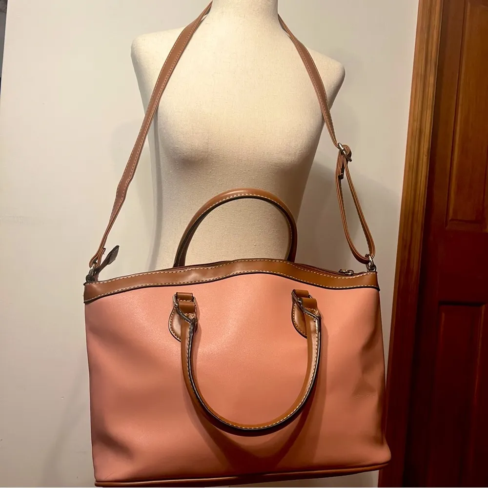 NWT London Fog Cameo Pink & Brown Tote or Shoulder Bag - Image 9