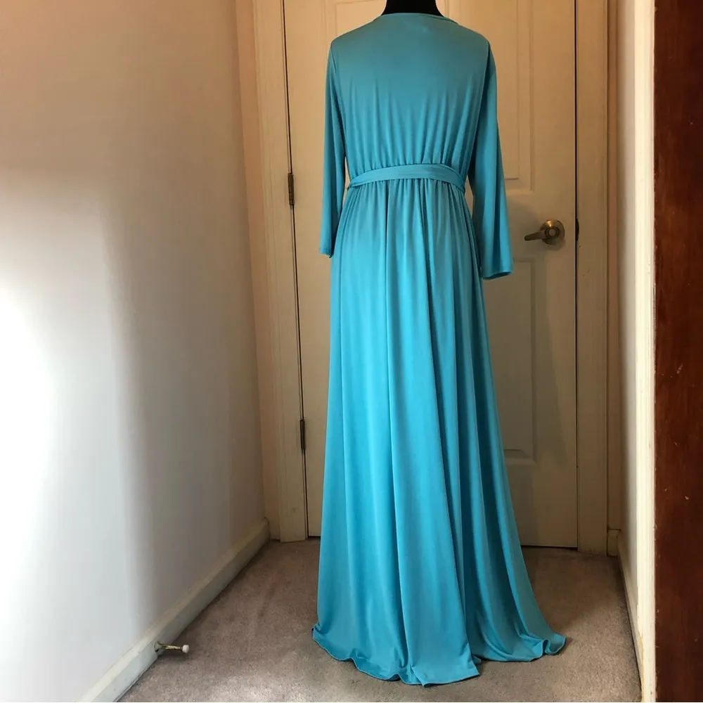 PinkBlush Maternity Draped 3/4 Sleeve Maxi Dress - Image 3