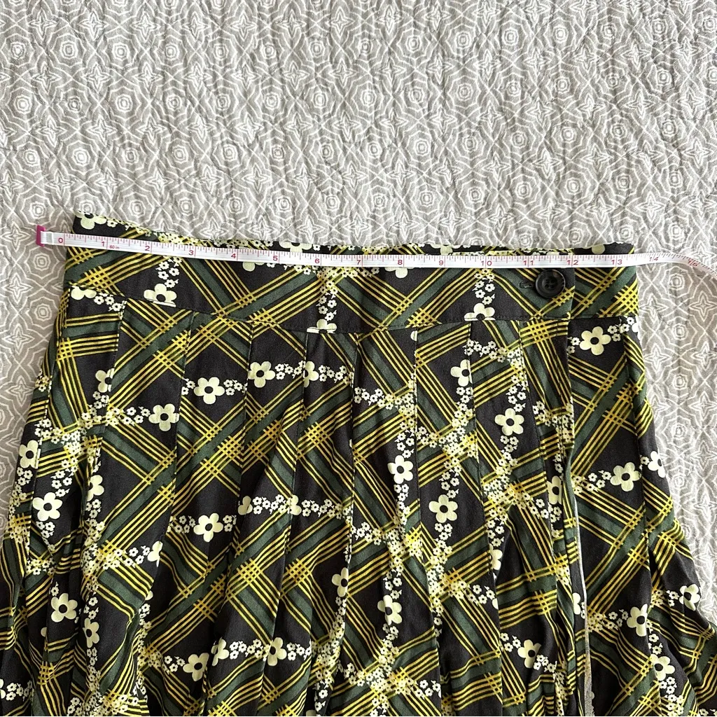 Urban Outfitters Floral Plaid Schoolgirl Grunge Pleated Wrap Mini Skirt Size S - Image 10