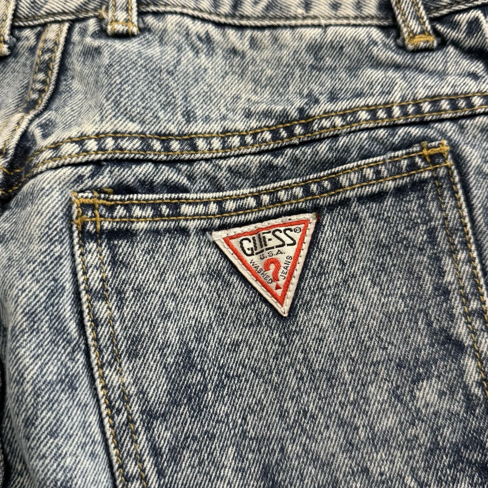 Vintage 80s Georges Marciano Guess High Waist Acid Wash Denim Skirt Sz 30 USA - Image 4