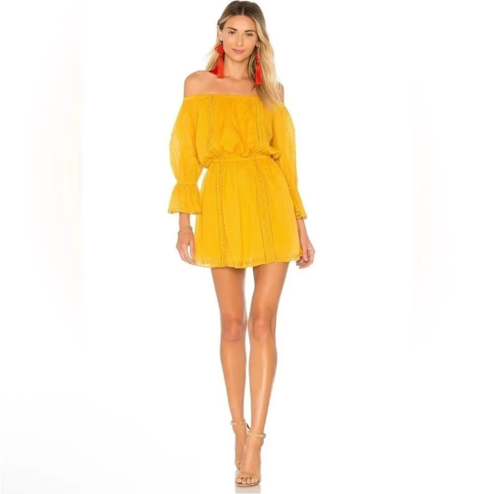 Tularosa Luna Off The Shoulder Mini Dress Ginger Yellow Women’s Size xSmall - Image 2