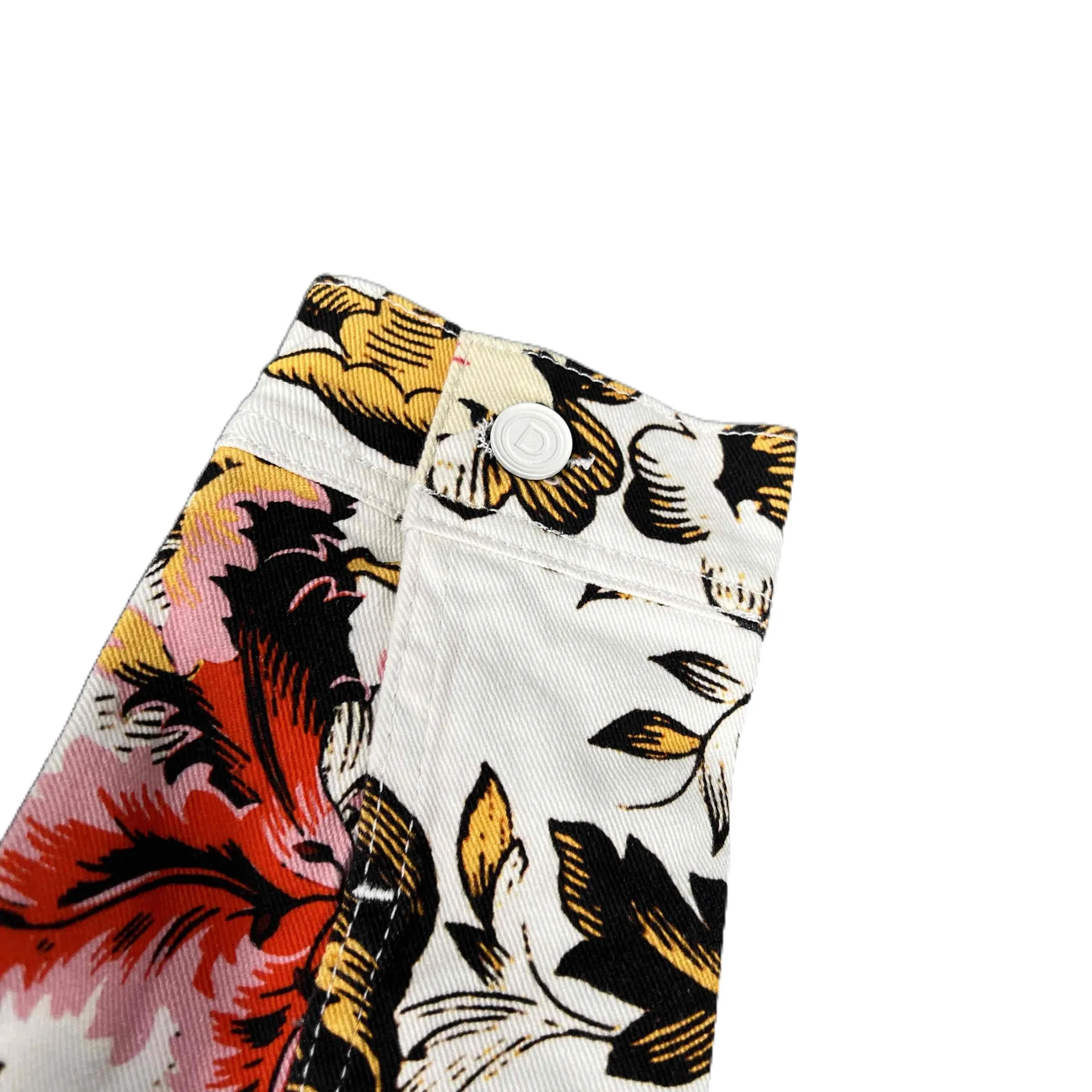 Desigual Denim Jacket White Floral Button Front Womens Size‎ Small New - Image 3