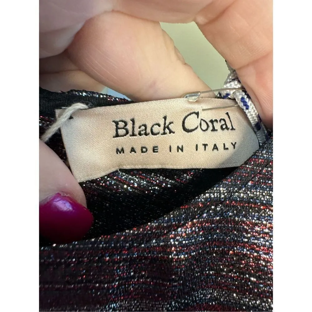 Black Coral NWT Waist Fitted Metallic Stripe Dress in Purple Size IT 44/US 8 - Image 7