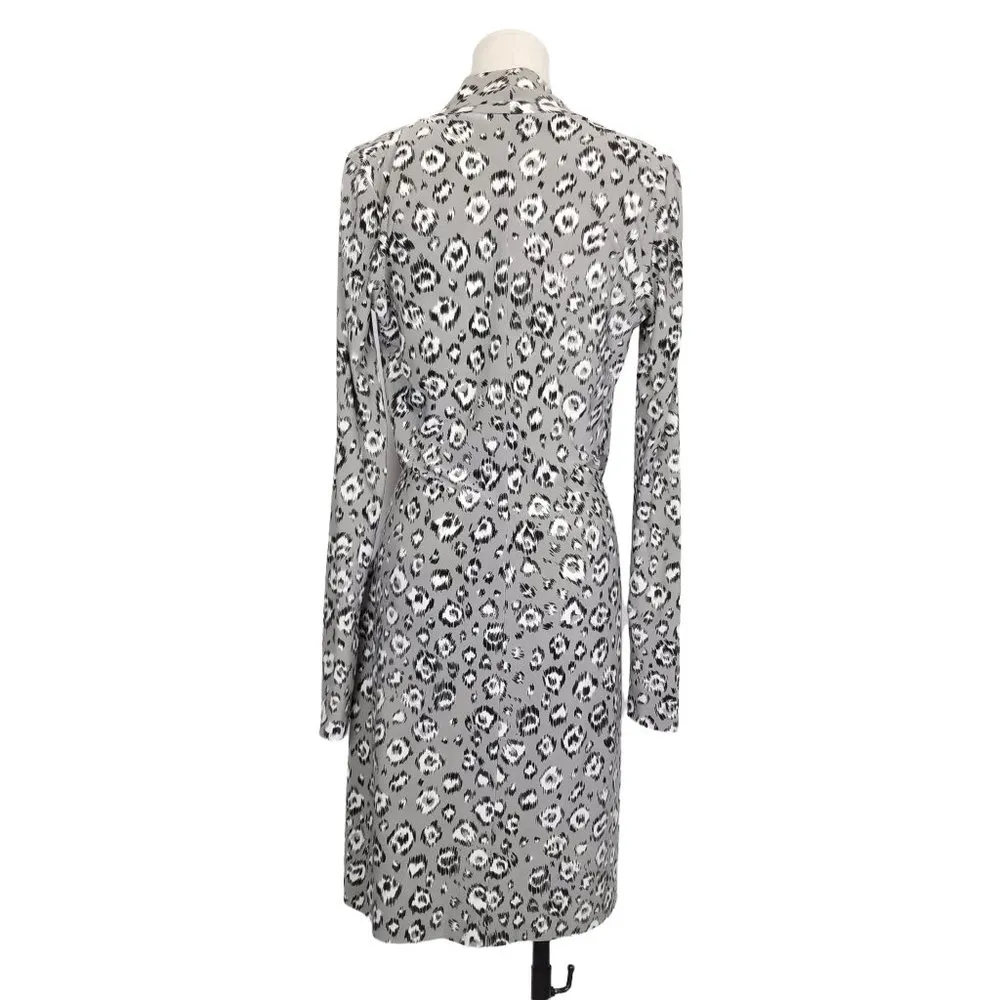 Norma Kamali Faux Wrap Dress Gray Leopard Print Sz Small - Image 5