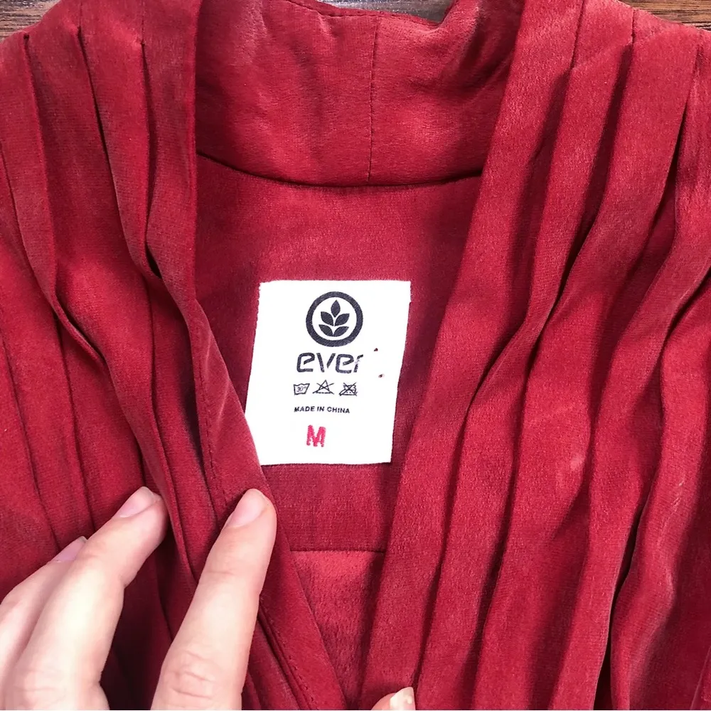 EVER • Whitmore Dress silk charmeuse wrap pleated Rubia red mini cocktail draped Size M - Image 6