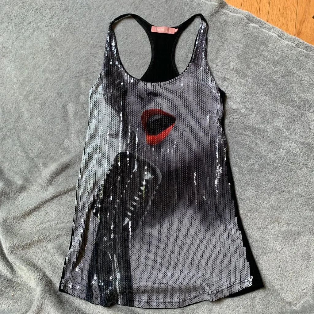 Cyber Y2K Sequined Leisel French Mini Dress Silver Size M - Image 4