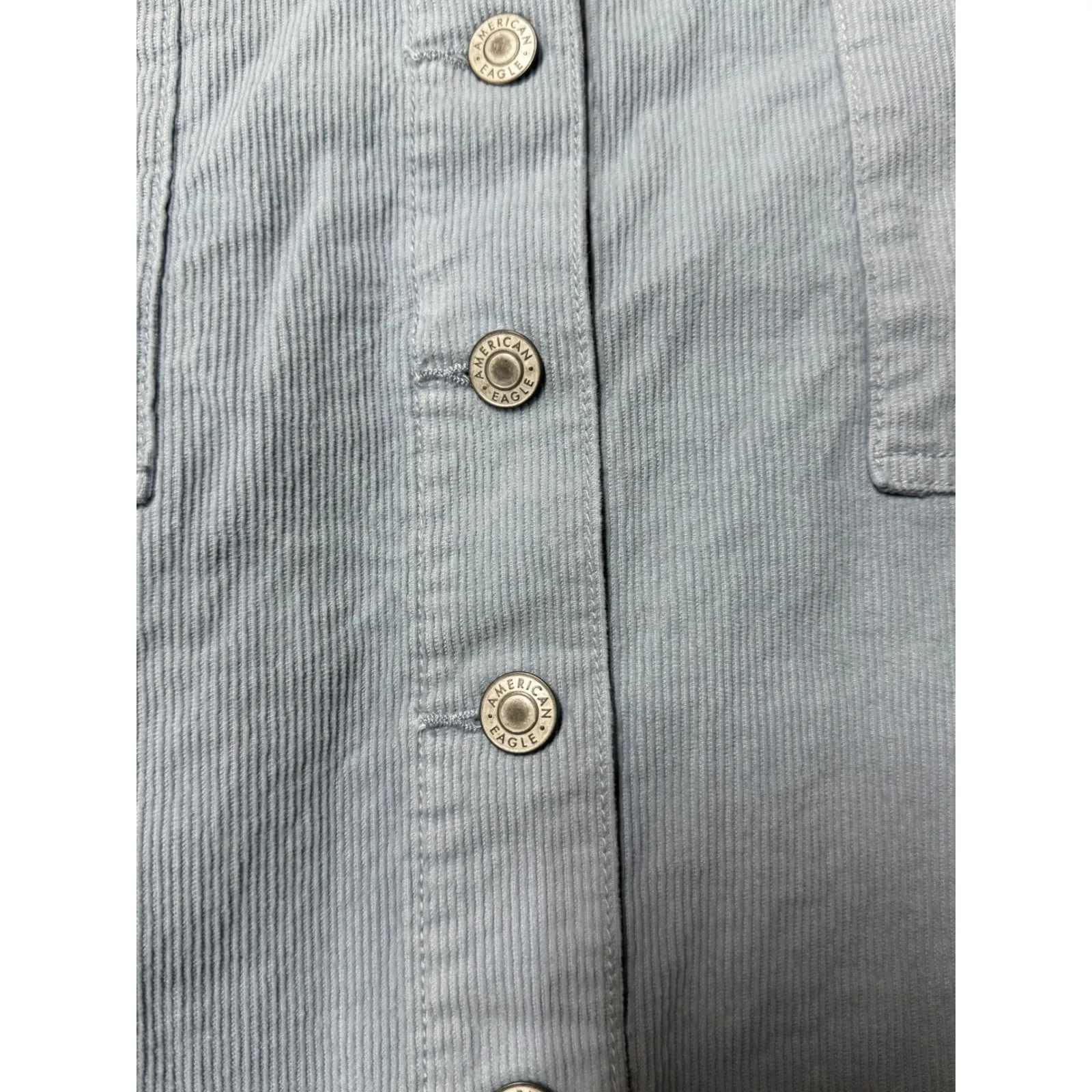 American Eagle Super High Rise A Line Corduroy Blue Button Skirt Size 16 - Image 4