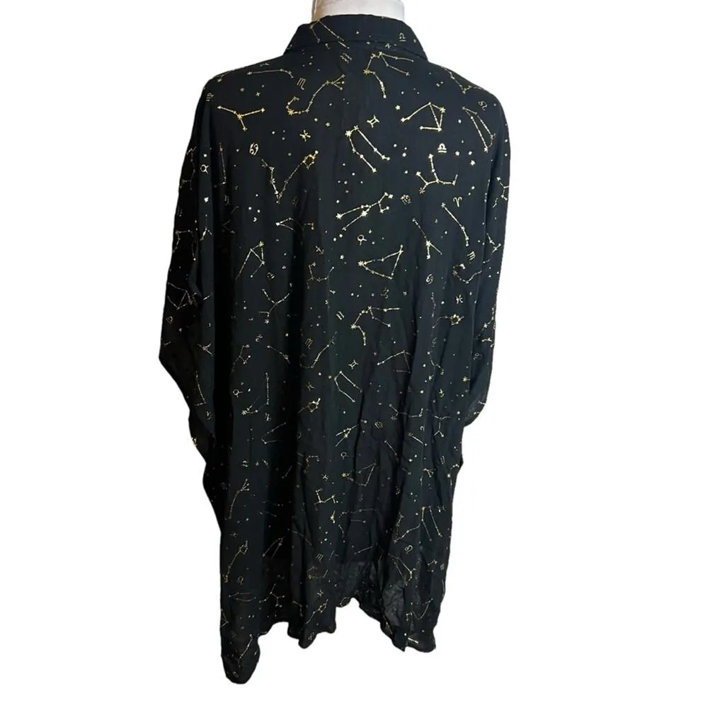 NWT SUNSHINE 79 Graphic Resort Shirt swim cover up zodiac Sz L/XL Black - Image 6