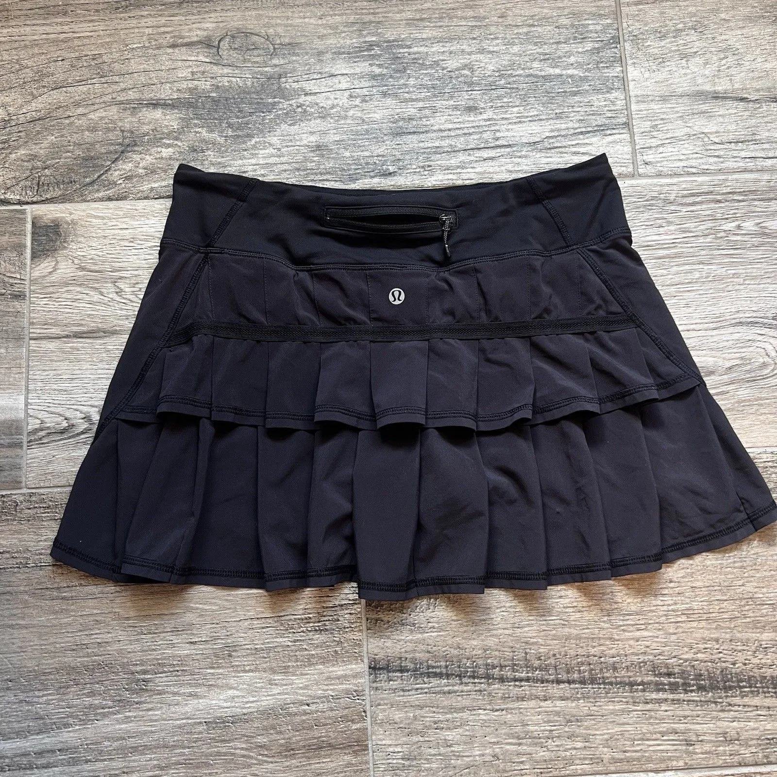 LULULEMON Women’s Size 6 Run PACE SETTER Sporty Skirt Skort BLACK Ruffle #92 - Image 11